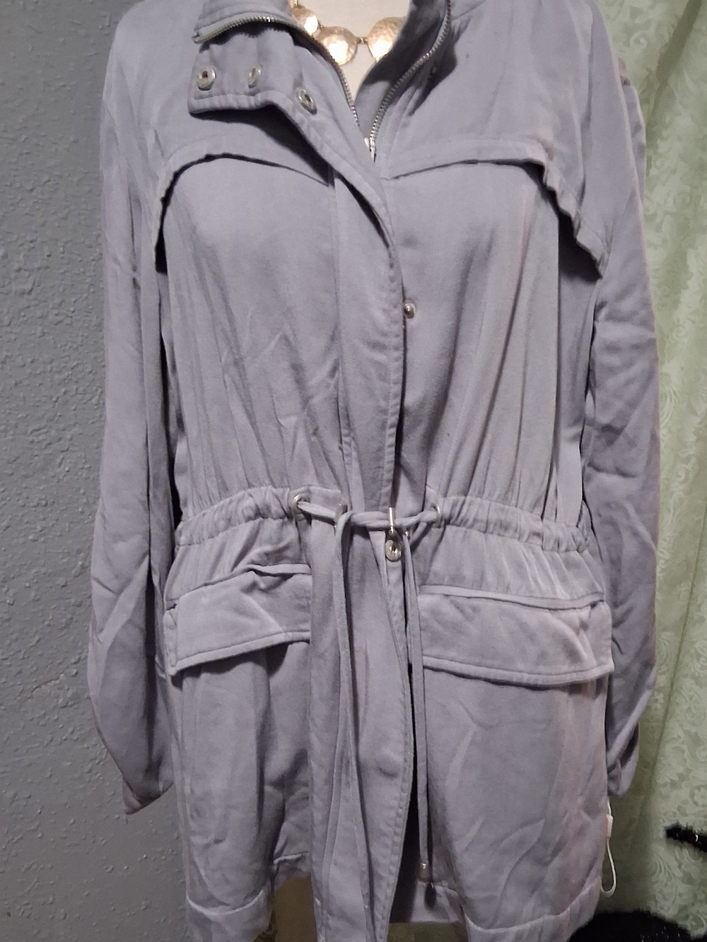Avec Les Filles Gray Shade Drawstring Utility Jacket